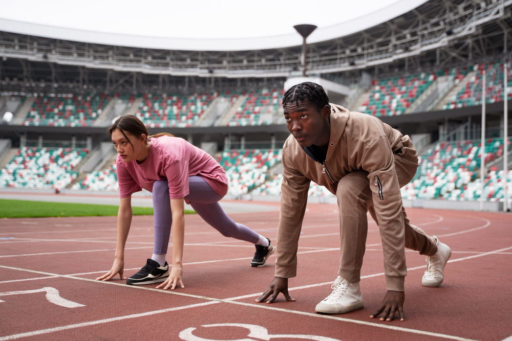 Athletes playing sports